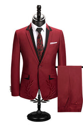 Newinlook Popular Red Tuxedo Suit with Notched Lapel for Groom