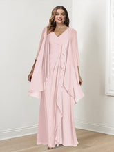 V-Neck Sleeveless Plus Size Floor-Length Mother of the Bride Sheath Dress with Wrap