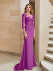 Long-Sleeved Lace Mother of the Bride Dresses in Trumpet/Mermaid Silhouette