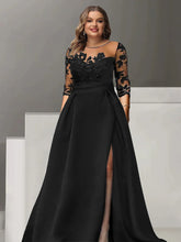 Sweetheart A-Line Princess Floor-Length Plus Size Mother of the Bride Dress with 3/4 Sleeves Lace & Side Split