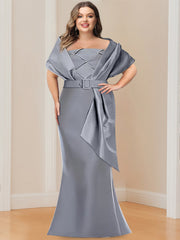 2-Piece Floor-Length Trumpet Dresses for Mother of the Bride & Groom with Wrap