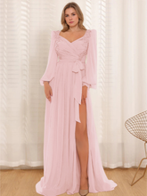Sweetheart A-Line Princess Floor-Length Plus Size Mother of the Bride Dress with Lace and Pleated Long Sleeves