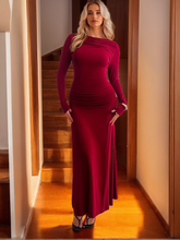 Long-Sleeved Ankle-Length Mother of the Bride Gown with Jewel Neckline