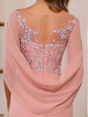 Plus Size Mother of the Bride A-Line Princess Scoop Floor-Length Outfits with Pleated & Sequins