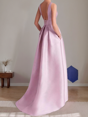 Sleeveless A-Line Princess Scoop Asymmetrical Mother of the Bride & Groom Dress with Floral Details