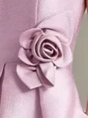 Sleeveless A-Line Princess Scoop Asymmetrical Mother of the Bride & Groom Dress with Floral Details