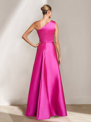 One-Shoulder Sleeveless Plus Size Mother of the Bride Gown with Ruffles