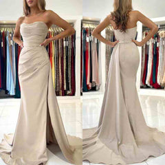 Newinlook Elegant Strapless Evening Dress With Split Mermaid