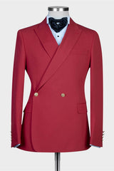Newinlook Handsome Red Peaked Lapel Summer Wedding Suit for Men