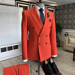 Newinlook Gentle Red Party Suit with Peaked Lapel and Double Breasted Gentle for Prom