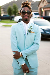 Newinlook Elegant Mint Green David Beckham-Inspired Two-Piece Wedding Suit