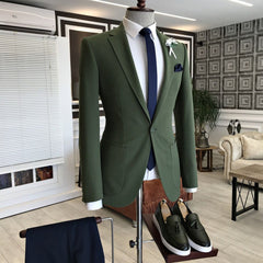 Newinlook Elegant Dark Green Groom Suit with Notched Lapel