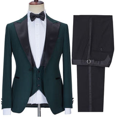 Newinlook Black Lapel Three-Piece Formal Business Suit for Men