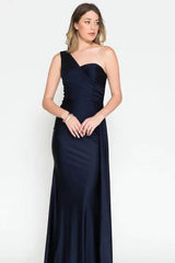 Newinlook Basics Long Elegant Yellow One Shoulder Mermaid Evening Dress