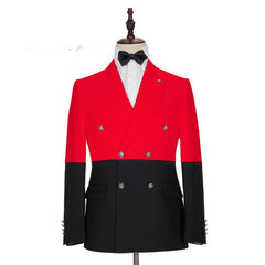 Newinlook Gentle Red Double-Breasted Casual Suit with Peaked Lapel for Party
