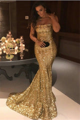 Newinlook Sequins Strapless Mermaid Evening Dress