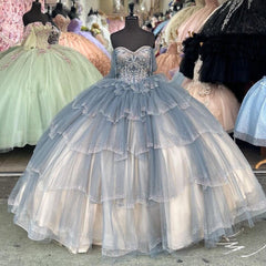 Off-Shoulder Tiered Ruffles Ball Gown Princess Quinceanera & Sweet 16 Birthday Party Dress