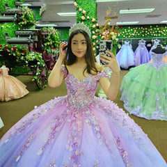 Off-Shoulder Sparkle Ball Gown Beaded Tulle Princess Dress for Prom Quinceanera & Sweet 16 Celebrations