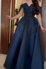 Newinlook Elegant Off-The-Shoulder Sequins Evening Dress