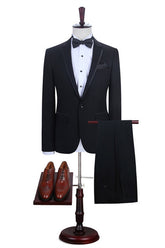 Newinlook Elegant Black One-Button Prom Attire for Men 2024