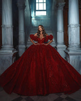 Newinlook Stunning Red Off-The-Shoulder Sequins Evening Dress