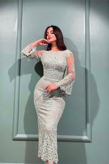 Newinlook Long Sleeves Mermaid Bateau Evening Dress With Lace Appliques