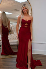 Strapless Sweetheart Sleeveless Mermaid Formal Dress With High Split