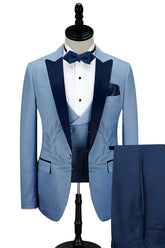 Newinlook Fashionable Dark Navy Blue Tuxedo with Peak Lapel for Wedding and Prom