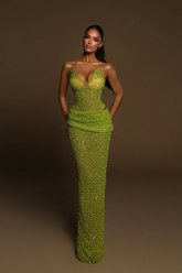 Strapless Sleeveless Long Mermaid Formal Dress With Pleated Beading