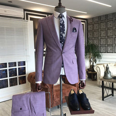 Newinlook New Purple Two-Piece Party Suit with Peaked Lapel for Men