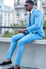 Newinlook Fashionable Best-Fit Blue Two-Piece Party Suit for Men