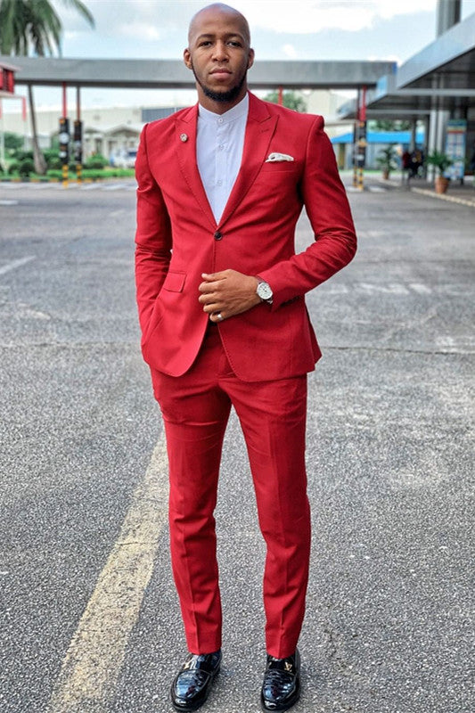 Newinlook Popular Red Peaked Lapel Wedding Suit for Groom