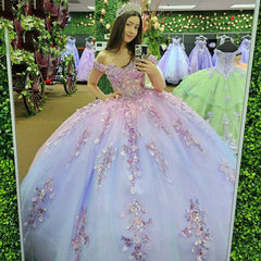 Off-Shoulder Sparkle Ball Gown Beaded Tulle Princess Dress for Prom Quinceanera & Sweet 16 Celebrations