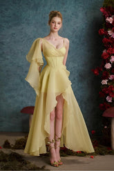 Spaghetti Strap Sleeveless Long Split Formal Dress With Pleated