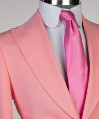 Newinlook Pink Three-Piece Peaked Lapel Wedding Suit for Groom