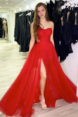 Newinlook Red Evening Dress Sweetheart With Split