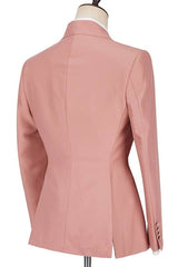 Newinlook Best-Fit Pink Wedding Blazer with Peaked Lapel and Ruffles for Groom