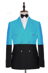 Newinlook Elegant Best-Fit Blue Double-Breasted Formal Suit for Prom