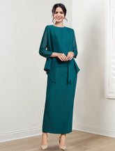Ankle-Length Mother of the Bride Sheath/Column Dresses with Jewel Neck