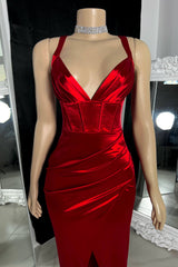 Newinlook Red Sleeveless Charming Evening Dress With Split