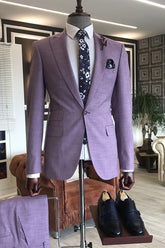 Newinlook New Purple Two-Piece Party Suit with Peaked Lapel for Men