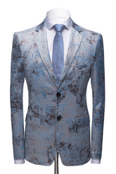 Newinlook Blue Notched Lapel Wedding Suit with White Pants for Men’s Events