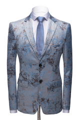 Newinlook Blue Notched Lapel Wedding Suit with White Pants for Men’s Events