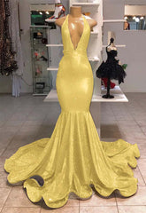 Newinlook Halter V-Neck Mermaid Evening Dress With Sequins