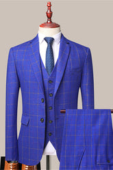 Newinlook Casual Royal Blue Prom Attire for Men with Plaid