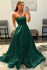 Newinlook Baby Blue Strapless Appliques Sleeveless Evening Dress