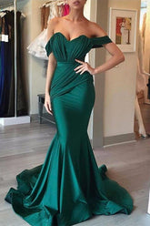 Newinlook Mermaid Dark Green Evening Dress Off-The-Shoulder