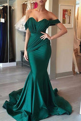 Newinlook Mermaid Dark Green Evening Dress Off-The-Shoulder