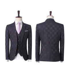 Newinlook Dark Red Marriage Suit - Three-Piece Prom Tuxedo for Men