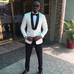 Newinlook Romantic White Shawl Lapel One-Button Wedding Suit for Men’s Parties